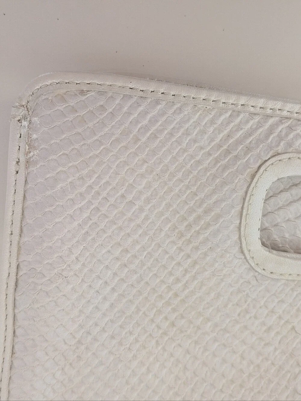 Coach Leather Lizard Embossed White Foldover Clutch